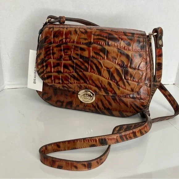 Brahmin Small Nadine Cognac Hendrix genuine Leather crossbody purse - Picture 1 of 10